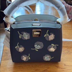 Kate Spade Floral Embellished Blue Handbag NWT